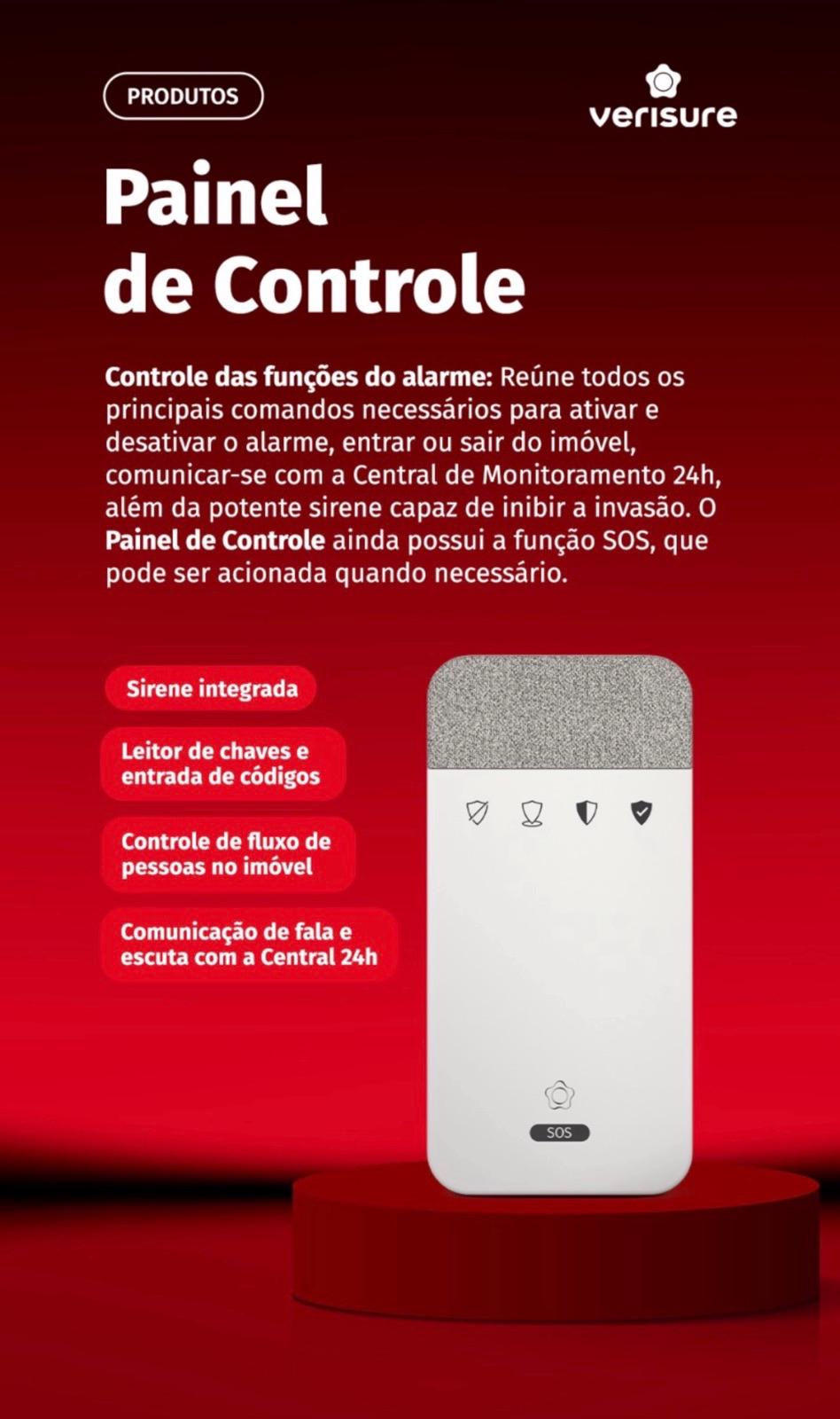 Apresentação do produto Verisure: Painel de controle